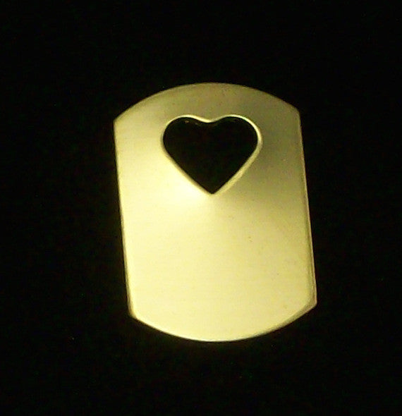 RMP Stamping Blanks, 1 inch x 2 inch Dog Tag with Heart, Brass, .032 inch / 20 Guage - 20 Pack