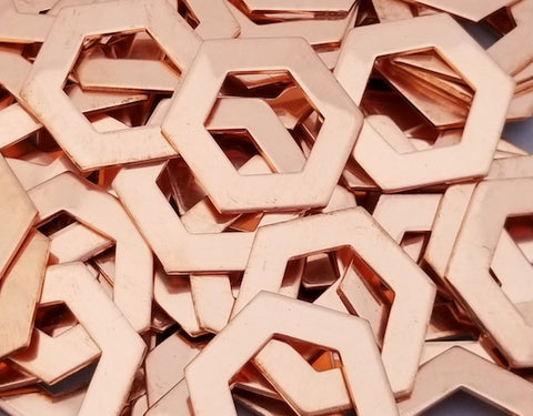 Copper Hexagon Washer Stamping Blanks