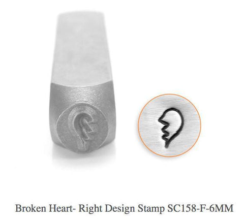 Broken Heart-Right Design Stamp, 6MM